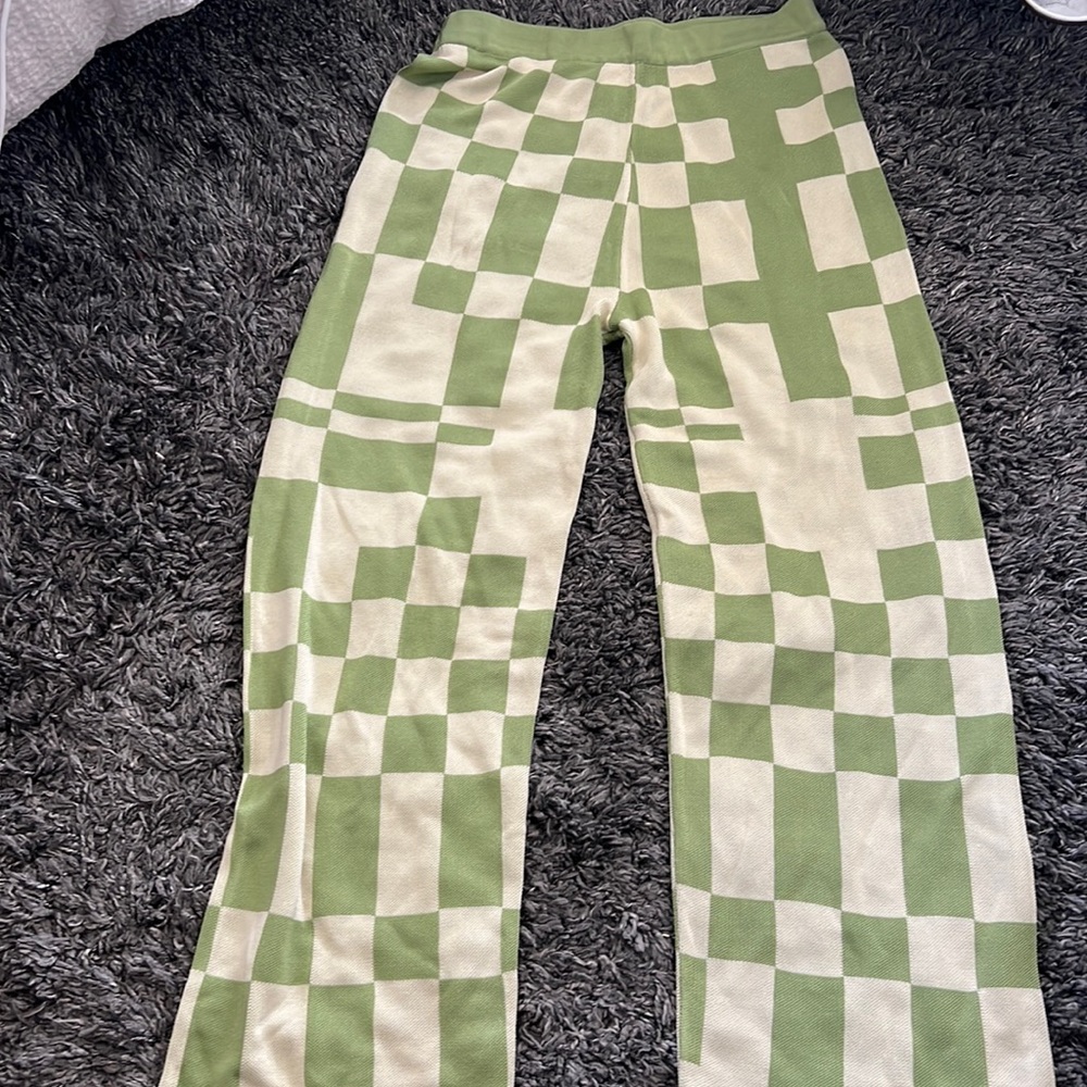 Paloma wool checkered green elastic pants / size L